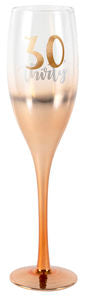 Ombre Rose Gold 30th Champagne Glass