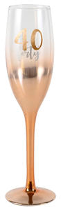 Ombre Rose Gold 40th Champagne Glass
