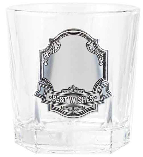 Blank Badge  Best Wishes Whisky Glass 260ml