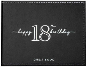 Happy 18th Birthday Black Guest With Silver Writting