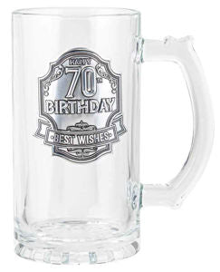Happy 70th Badge Beer Stein 490ml
