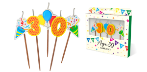 30th Birthday Cake Candles 5 Pack
