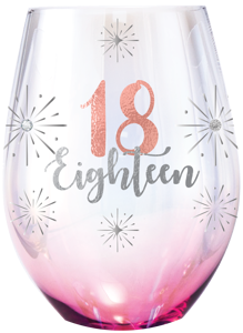 18 'Eighteen' Holographic Stemless Wine Glasses 560ml