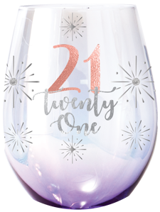 21 'Twenty One' Holographic Stemless Wine Glasses 560ml