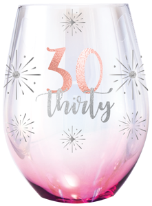 30 'Thirty' Holographic Stemless Wine Glasses 560ml