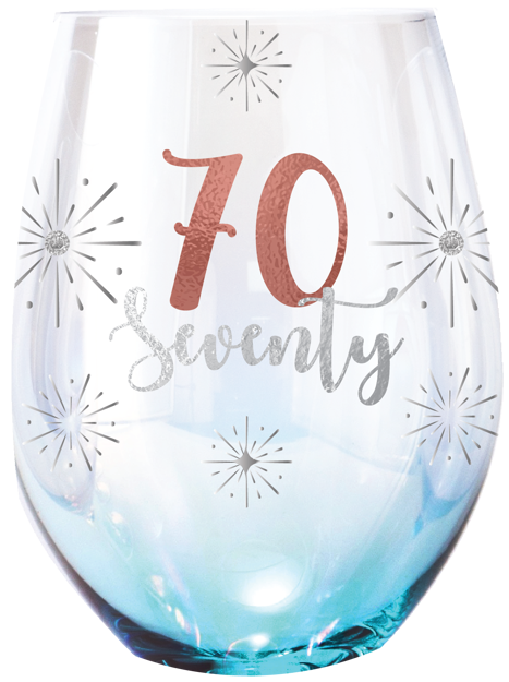 70 'Seventy' Holographic Stemless Wine Glasses 560ml