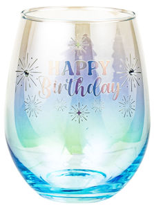 Happy Birthday Holographic Stemless Wine Glasses 560ml