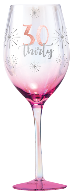 30 'Thirty' Holographic Wine Glasses 430ml
