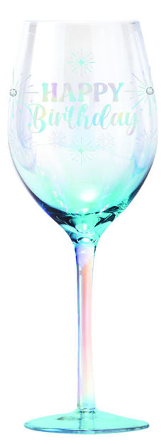 Happy Birthday Holographic Wine Glasses 430ml
