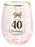 Happy 40th Birthday Pretty Bow Stemless Glass 560ml