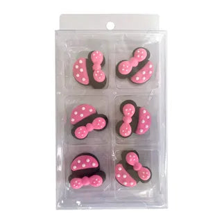 6 Piece Minnie Mouse Head Decorations Sugar Set