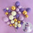 Purple, White & Gold Foam Ball Toppers 32Pcs