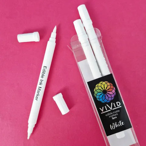 Vivid Edible Matte White Markers 3PK
