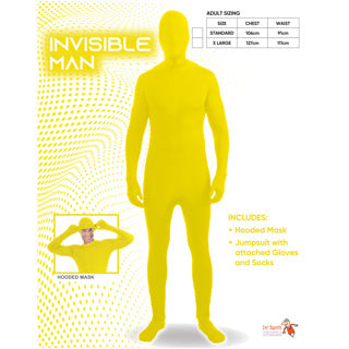 Adult Invisible Man Yellow Size XL