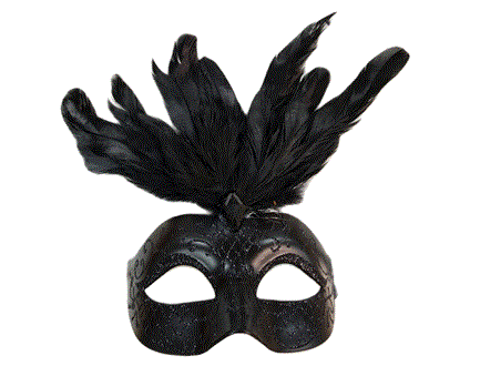 Feathered Black Masquerade Eye Mask
