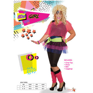80's Girl Adult Costume Medium 12 - 14