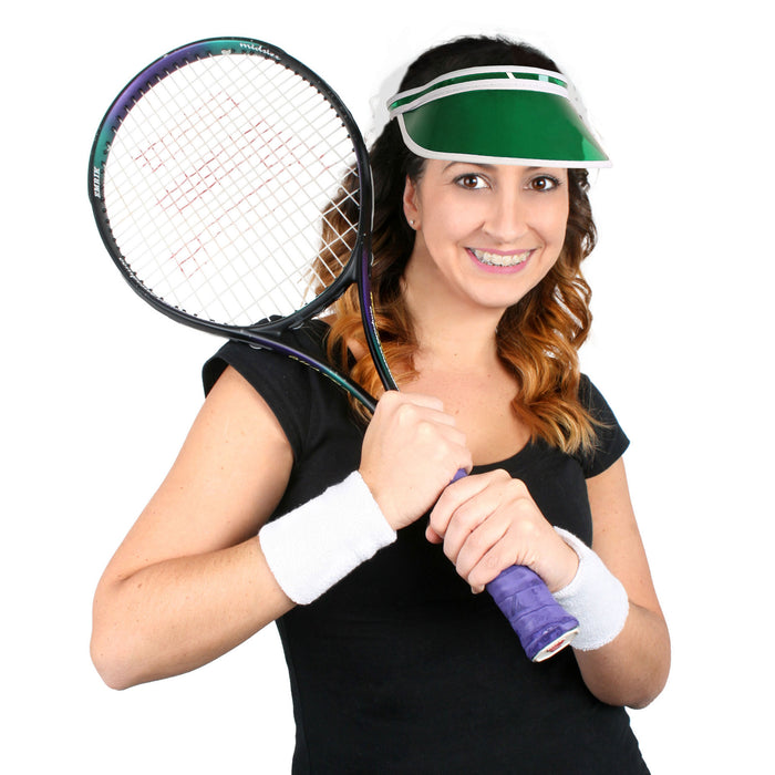 Perspex Adjustable Visor Green with White Rim