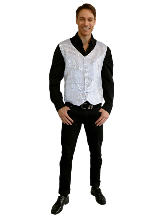 Silver Sequin Vest - Large