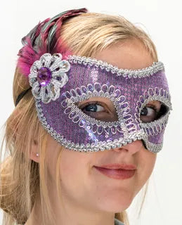 Purple/Silver Feather Masquerade Mask