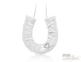 White Horseshoe With Diamante Heart & Bow
