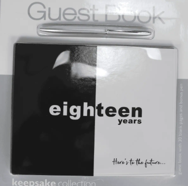 Happy 18th Birthday Black & White Guest Book