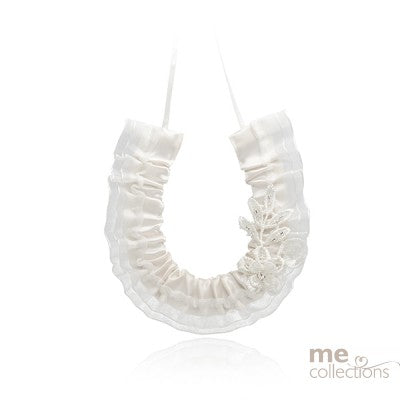 Satin Horseshoe with Lace Flowers Keepsake