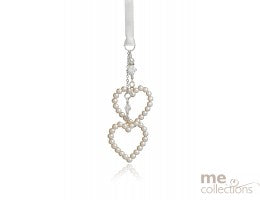 Double Pearl Hearts Drop Keepsake