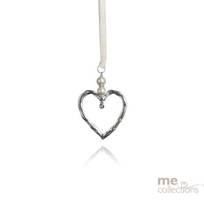 Open Pressed Silver Heart With Diamante