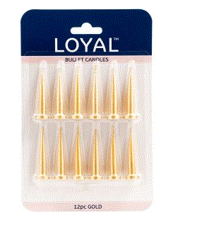 Metallic Gold Bullet Candle 12 Pk