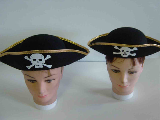 Black  Pirate Hat Silver Trim