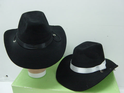 Black Gangster Hat (White Band Only)