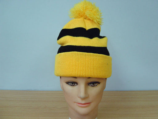Yellow & Black Striped Beanie