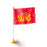 Gold Coast Suns red AFL desk flag with yellow Suns design on a gold-coloured pole and base