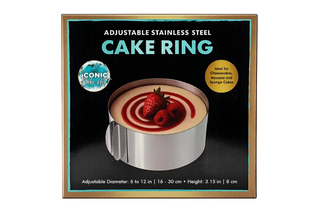 Adjustable Stainless Steel Cake Ring Iconic Cake Art - 16cm to 30cm