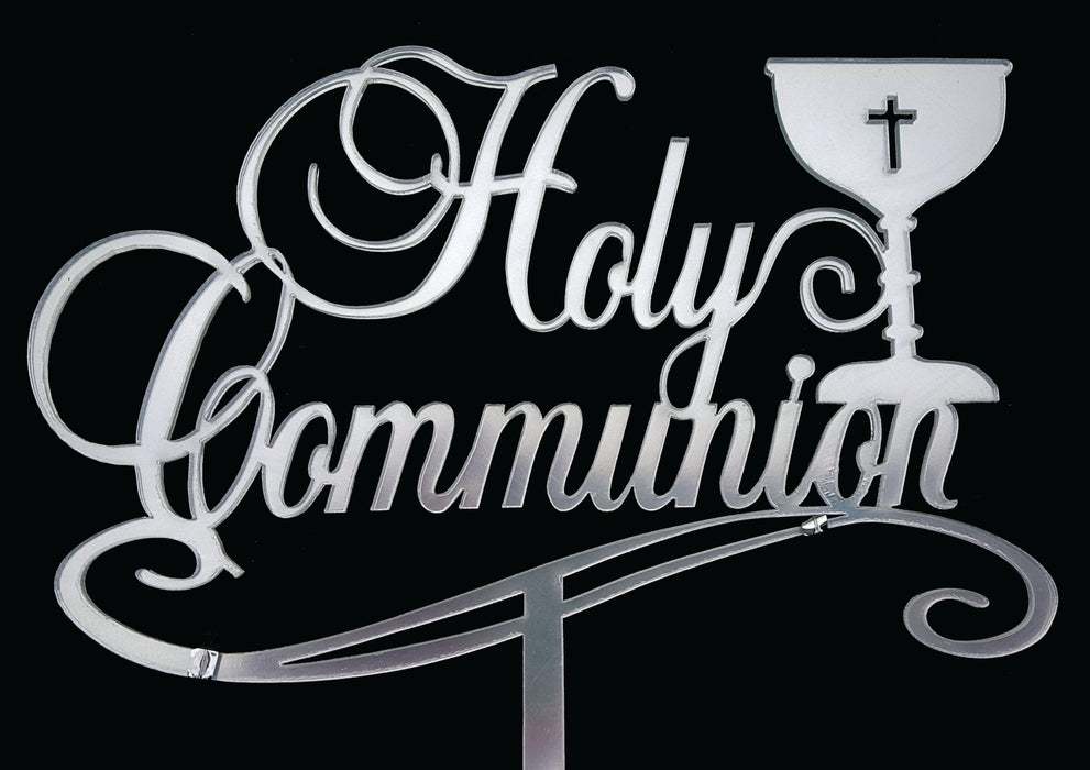 Communion Acrylic Cake Topper Silver Mirror