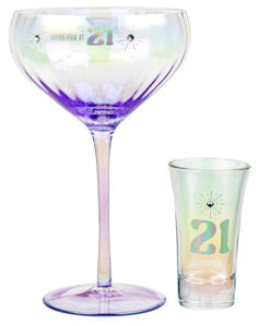 21st Holographic Cocktail & Shot Glass Gift Set