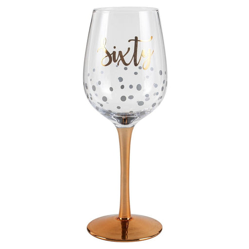 60th Rose Gold Stem Wine Glass