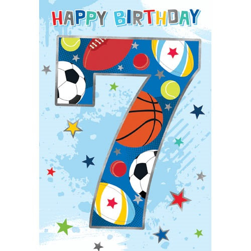 Happy 7th Sports  Birthday Deluxe Card