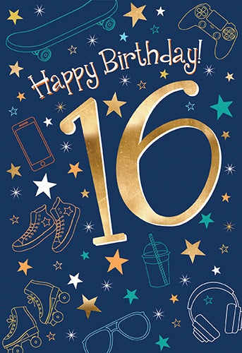 Happy 16th Birthday Deluxe Card