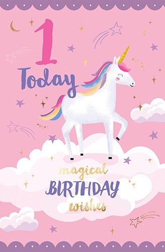 Happy 1st Birthday Deluxe Card Unicorn