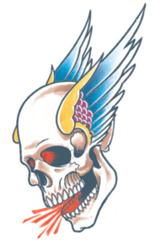 Winged Skull - Biker - Temporary Tattoo