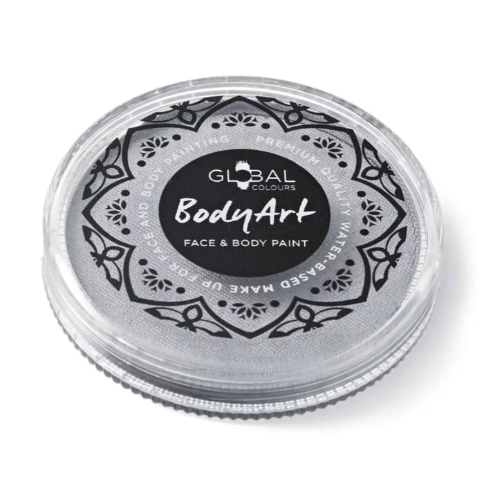 Global Colours Metallic Silver Face & Body Paint Cake 32g
