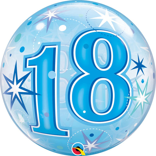 18 Blue Starburst Sparkle Bubble Balloon 22"/55cm