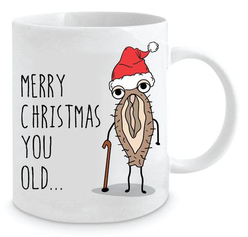 Humorous Christmas Coffee Mugs (Merry Christmas You Old C**T)