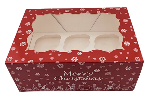 6 Holds Christmas Cupcake box - 4 Inch Deep