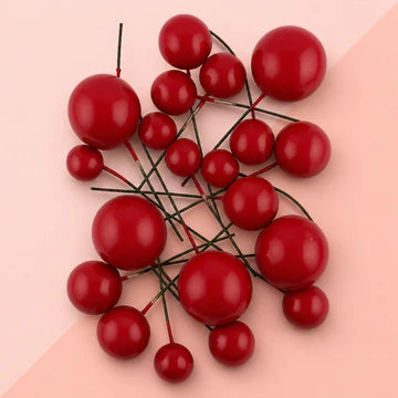 Cherry Red Gloss Ball Toppers 20Pcs