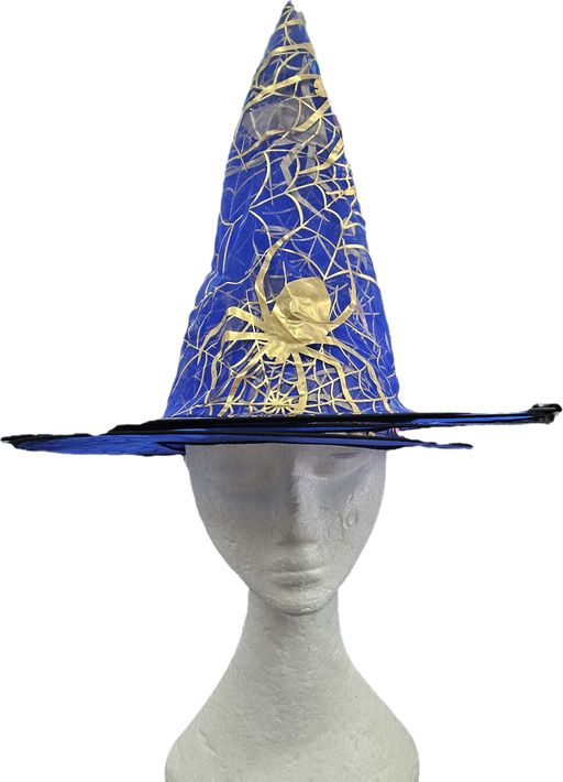 Witch Hat Blue with Gold Spiders