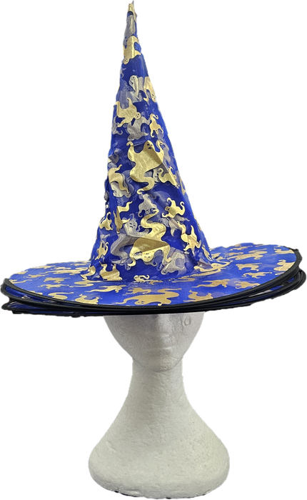 Witch Hat Blue with Gold Ghosts