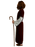 Side view of a model wearing the Jesus adult costume with a white robe and brown coat.