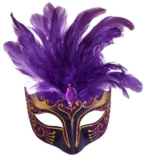 Feathered Masquerade Eye Mask - Purple